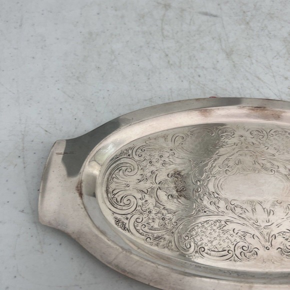 Vintage English Serving Tray Round Ornate Art Nouveau - Picture 2 of 10